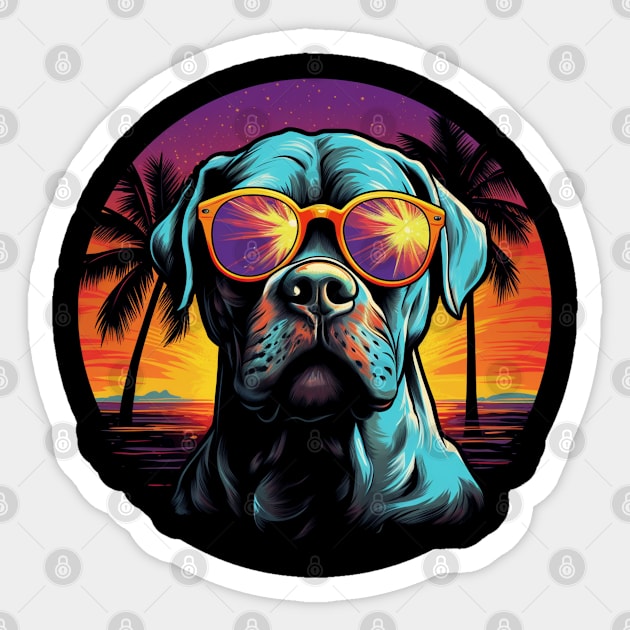 Retro Wave American Bulldog Dog Shirt Sticker by Miami Neon Designs